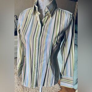 Express Women’s Vibrant Striped Button Down Shirt